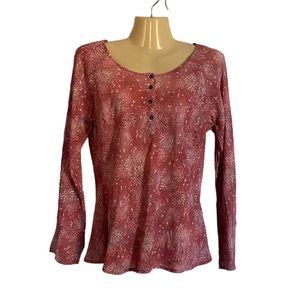 J Jill Rayon Crinkle Henley Top